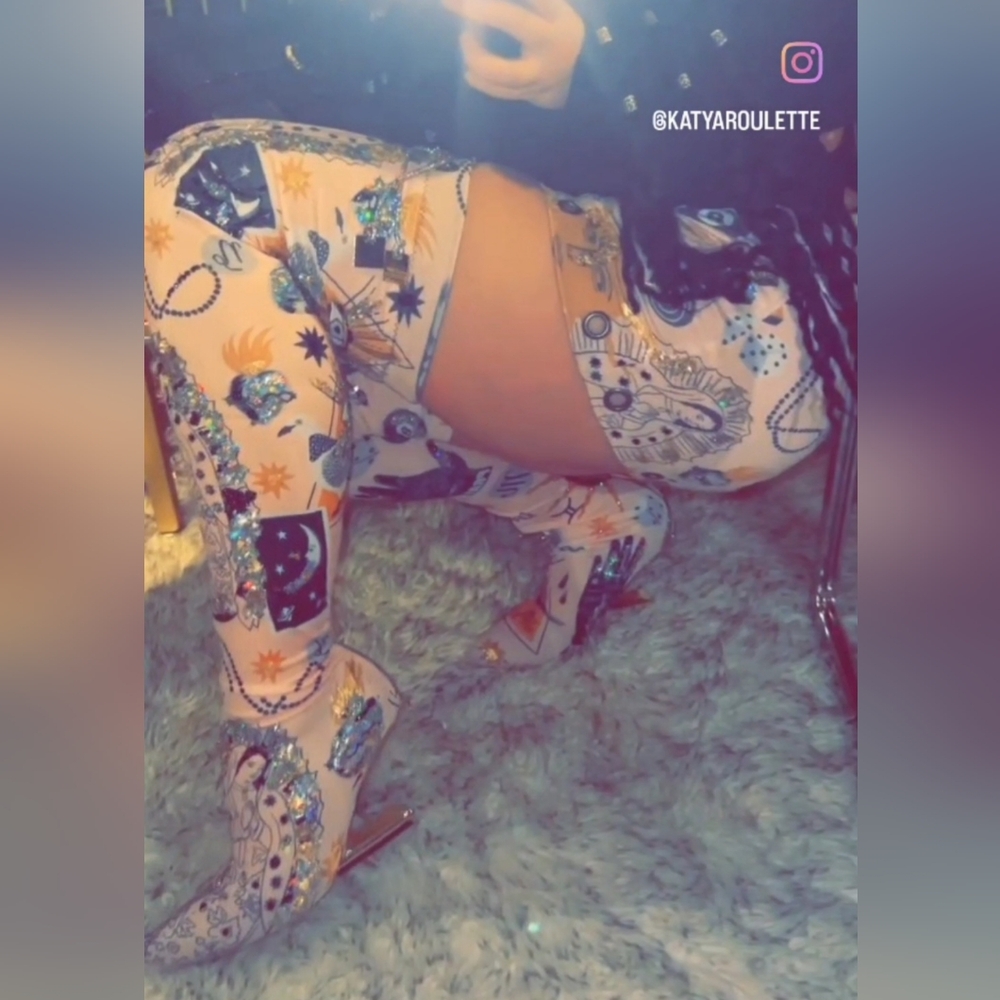 Custom thigh high boots and skirt